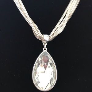 Large rhinestone silver necklace